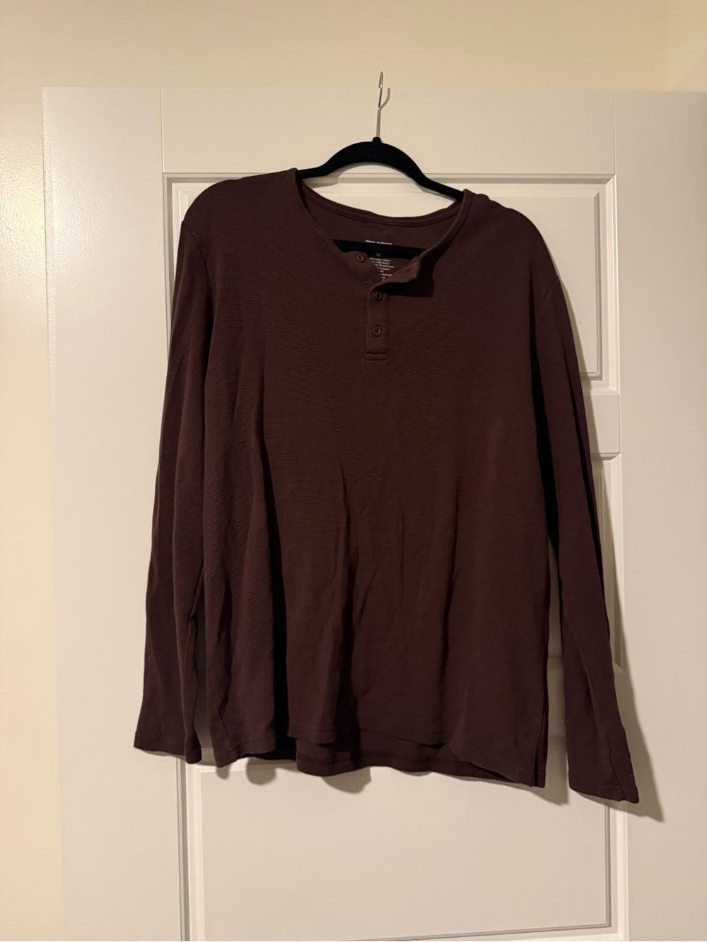 Men's Long Sleeve Henley Shirt in Brown